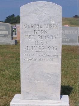 Martha Jennings Cheek Gravestone
