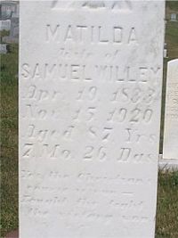 Matilda Wagoner Willey gravestone
