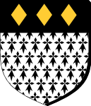 Coat of 
arms, black and white with three gold diamonds