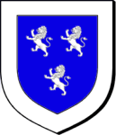 Coat of 
arms, 3 white lions on blue