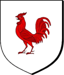 Coat 
of arms, red rooster on white