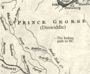 Map of Buckskin Creek, Pr. George Co., VA