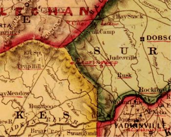 1857 Map of Ashe/Wilkes/Surry Co., NC