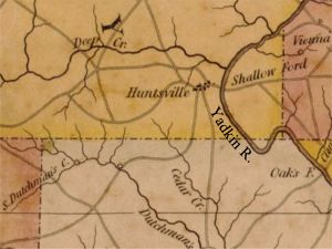 1833 Map of Surry/Yakdin Co., NC